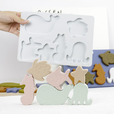 качество  Sea Ocean Animals Silicone Puzzle , Educational Montessori Baby Puzzle завод