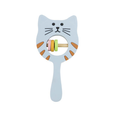 Киска формирует трещотку Teether силикона качества еды для малыша младенца