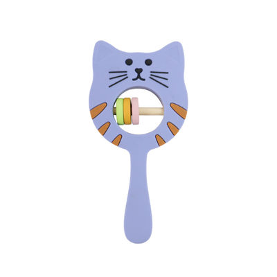 Киска формирует трещотку Teether силикона качества еды для малыша младенца