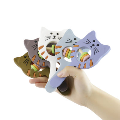 Киска формирует трещотку Teether силикона качества еды для малыша младенца