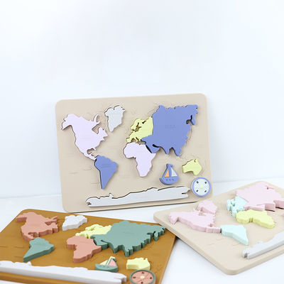 Головоломка младенца карты мира силикона персонализированная для малышей Montessori воспитательного
