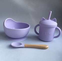 Настройка на заказ Pantone Цвет Силиконовый обеденный набор 5 шт Силиконовый всасывающий набор отлучения от груди Пищевой материал OEM ODM