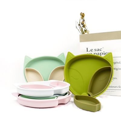 Набор Dinnerware силикона плиты всасывания силикона младенца Eco дружелюбный для питаться малыша