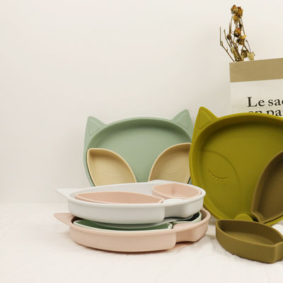 Набор Dinnerware силикона плиты всасывания силикона младенца Eco дружелюбный для питаться малыша