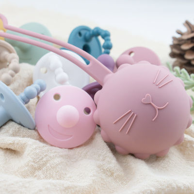 Держатель мешка случая Pacifier силикона формы киски кота для pacifiers прорезывания зубов малыша младенца