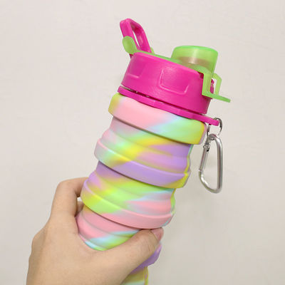 Бутылка с водой силикона BPA свободная складная для емкости на открытом воздухе спорта 500ml