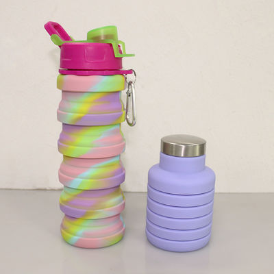 Бутылка с водой силикона BPA свободная складная для емкости на открытом воздухе спорта 500ml
