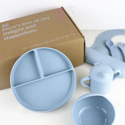 Оптовый младенец Geschirr привел отучать продукт набора Tableware младенца силикона плиты шара ложки шара ложки Bib силикона питаясь
