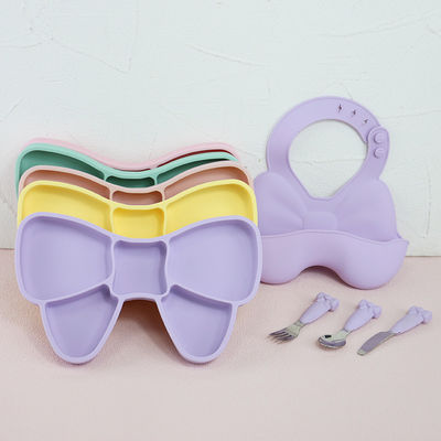 Младенец Geschirr отучая вилку ножа ложки нержавеющей стали плиты Bib набора Tableware силикона