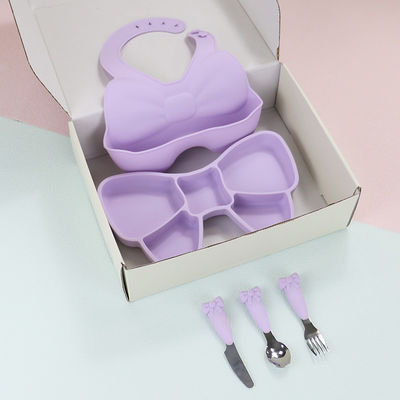 Младенец Geschirr отучая вилку ножа ложки нержавеющей стали плиты Bib набора Tableware силикона