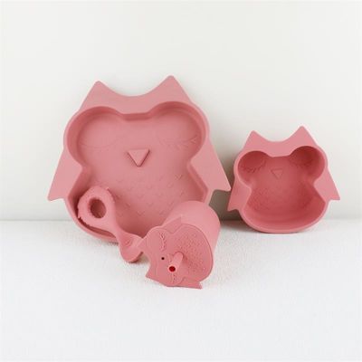 Полный силиконовый соломенный крышка в 3D дизайн легкий силиконовый детский столовой набор