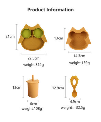 Прочно мягкий Bib чашки Sippy ложки шара плиты сыча набора Tableware силикона