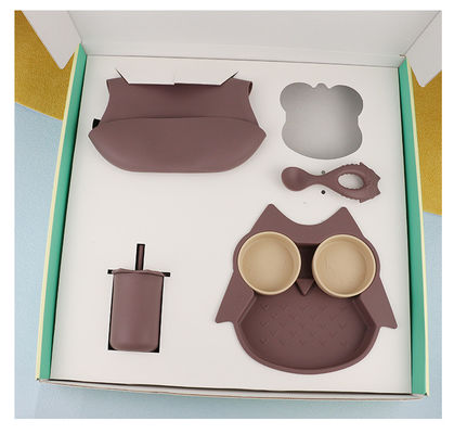 Прочно мягкий Bib чашки Sippy ложки шара плиты сыча набора Tableware силикона