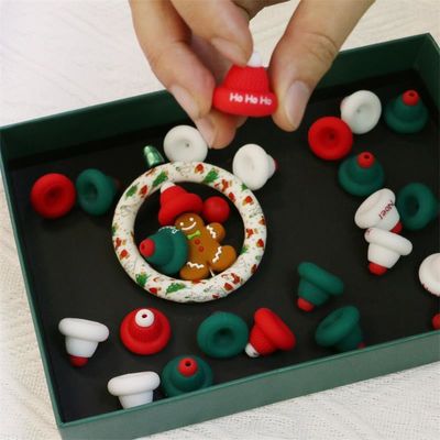 Силиконовые кольцевые бусины безопасные и нетоксичные Силиконовые 3D рождественские бусины