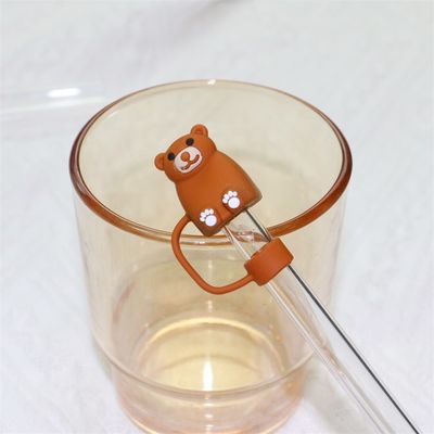 Настроенные силиконовые 10 мм соломенные крышки с 3D мультфильмом Дизайн животных Силиконовые соломенные шапки для чашек