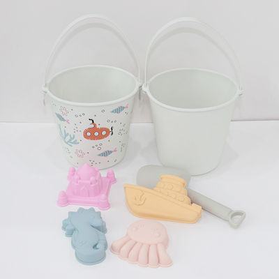 BSCI Factory wholesale custom EN71 проверенная теплопередача печать светлый белый силикон детские игрушки набор песчаные пляжные игрушки набор для детей