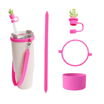 30oz 40oz Tumbler с ручкой Анти-скарабка Силиконовый рукав чашки и Анти-скользнуть бутылки с водой Ручка ремень