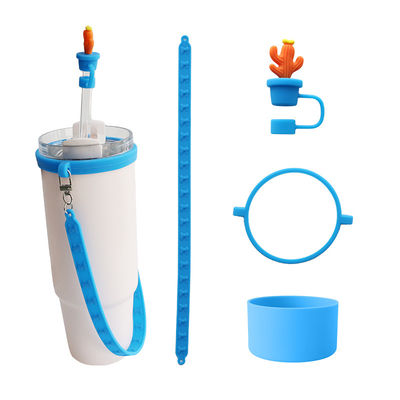 30oz 40oz Tumbler с ручкой Анти-скарабка Силиконовый рукав чашки и Анти-скользнуть бутылки с водой Ручка ремень