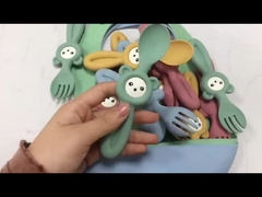 Мягкие милые вилки и ложки силикона стиля панды для детей младенца